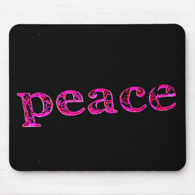 pink peace black mouse pad (Front)