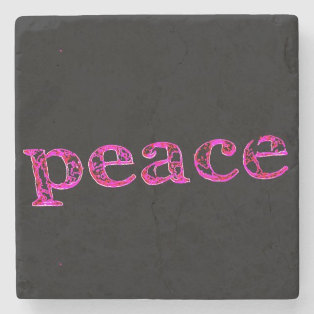 pink peace black stone coaster (Front)