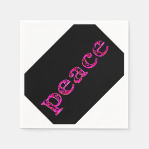 pink peace black white napkin