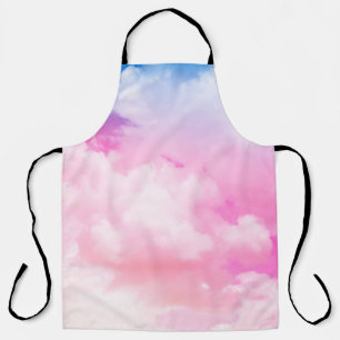 pink, peace, blue, yellow clouds and sky. Abstract Apron