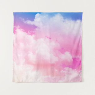pink, peace, blue, yellow clouds and sky. Abstract Tapestry
