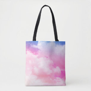 pink, peace, blue, yellow clouds and sky. Abstract Tote Bag