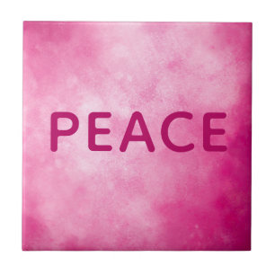 Pink PEACE Ceramic Tile