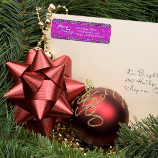 Pink Peace & Joy Christmas Return Address Label