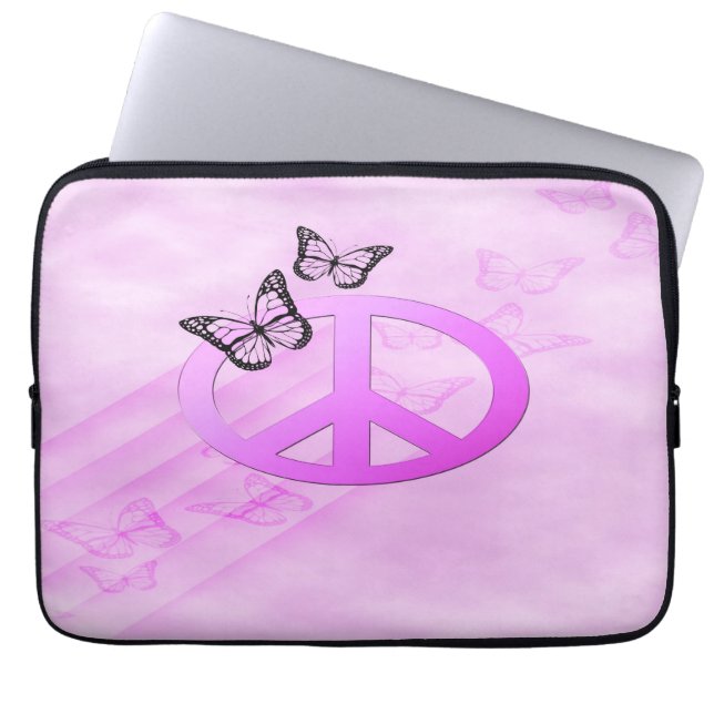 Pink Peace Laptop Sleeve (Front)