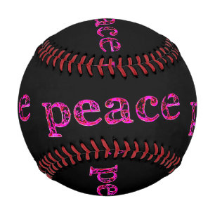 pink peace on black baseball