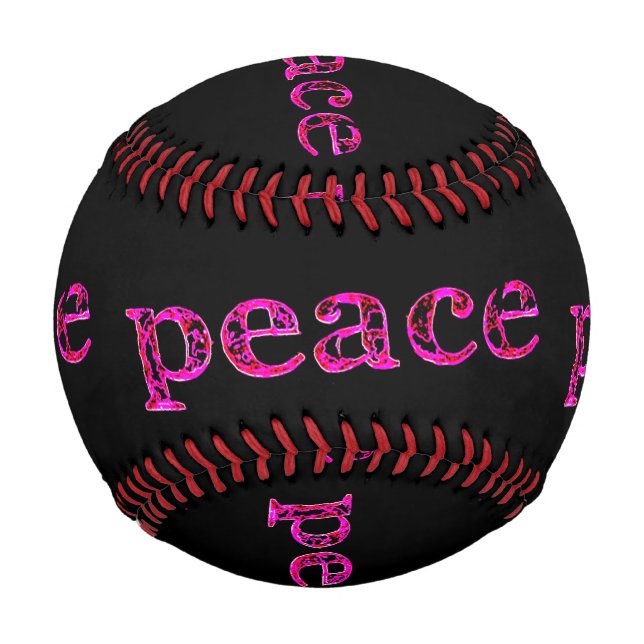 pink peace on black baseball (Back)