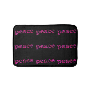 pink peace on black bath mat