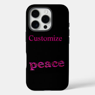 pink peace on black iPhone 16 pro case