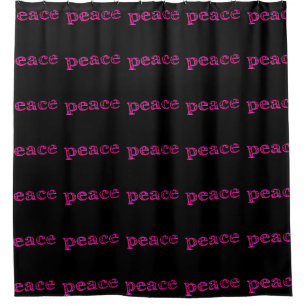 pink peace on black shower curtain