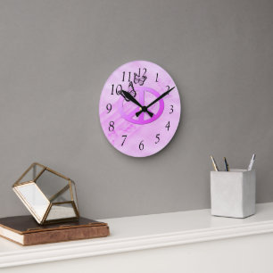 Pink Peace Round Clock