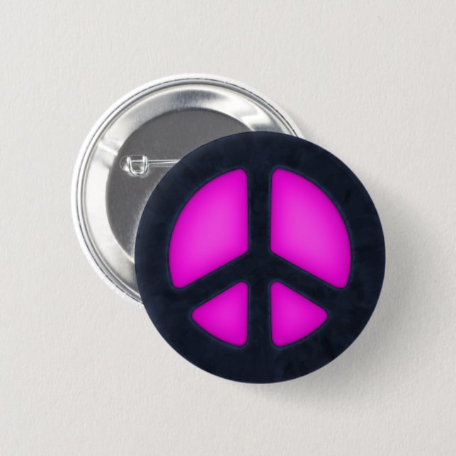 Pink Peace Sign 6 Cm Round Badge (Front & Back)