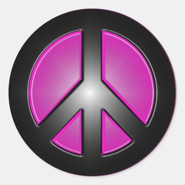 Pink Peace sign Classic Round Sticker (Front)