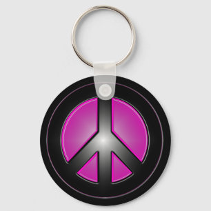 pink peace sign key ring