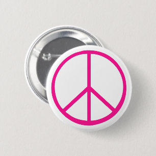 Pink Peace Sign Modern White 6 Cm Round Badge