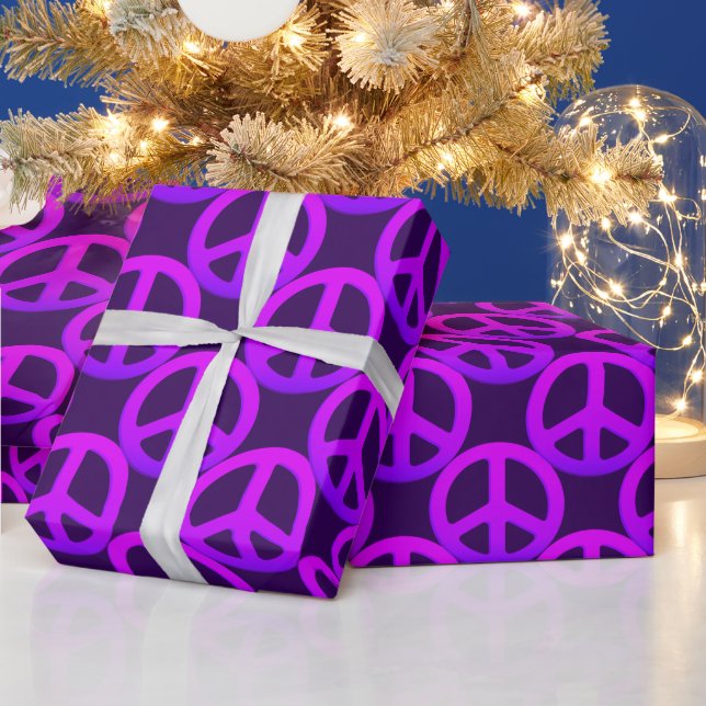 Pink Peace Sign Wrapping Paper (Holidays)