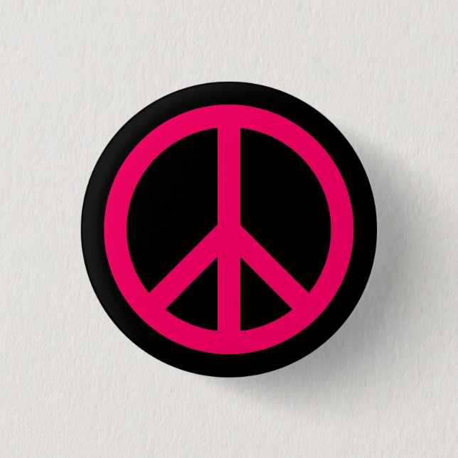 Pink Peace Symbol Button (Front)