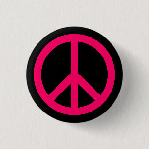 Pink Peace Symbol Button