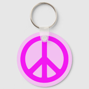 Pink Peace Symbol Keychain
