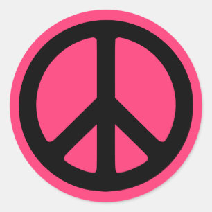 Pink Peace Symbol Stickers