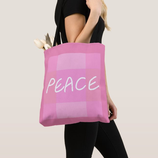 Pink Peace Tote Bag (Close Up)