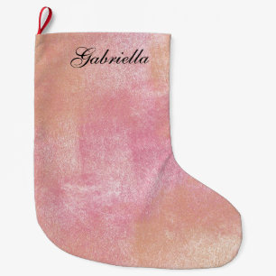 Pink Peach Abstract Personalised Large Christmas Stocking