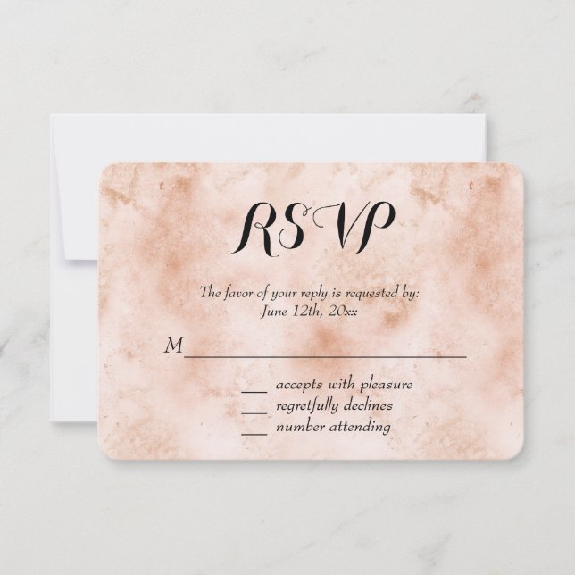 Pink Peach Abstract RSVP Card (Front)