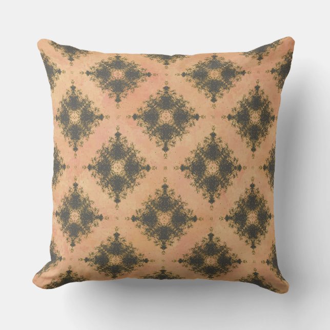 Pink, Peach, and Bronze Diamond Burst Pattern Cushion (Front)