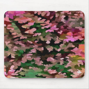 Pink, Peach and Green Camouflage Pattern Mouse Pad