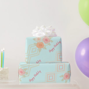 Pink Peach And Teal Wrapping Paper