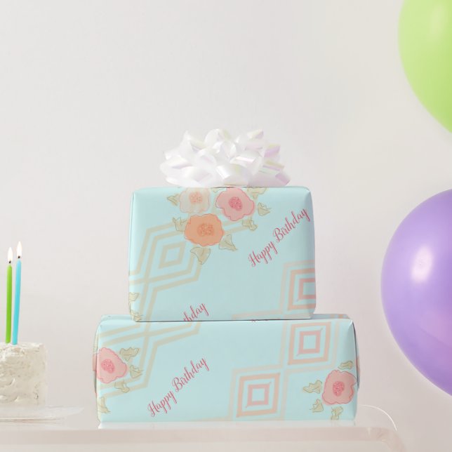 Pink Peach And Teal Wrapping Paper (Party Gifts)