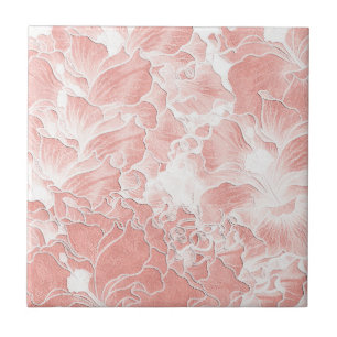 Pink, Peach, and White Floral Pattern Tile