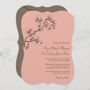 Pink Peach Blossoms Sakura Chinese Wedding Invite