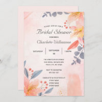 Pink Peach Blue Coral Floral Bridal Shower 