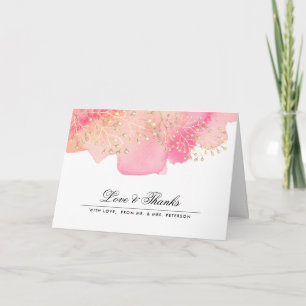Pink Peach Branches Wedding Thank You Photo Card