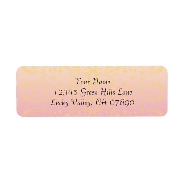 Pink Peach Custom Return Address Label Template (Front)