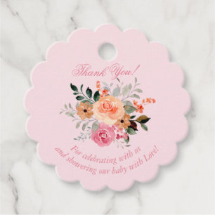 Pink Peach Floral Baby Girl Is On The Way Favour Tags