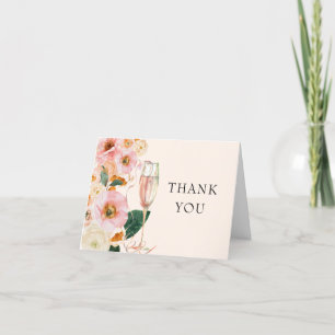 Pink Peach Floral Bridal Shower  Thank You Card