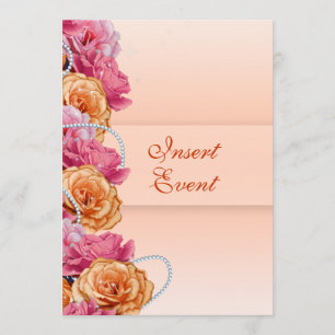 Pink peach floral country party invitation