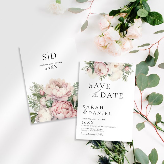 Pink Peach Floral Elegant Wedding Save The Date (Creator Uploaded)