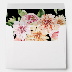 Pink & Peach Floral & Greenery - Black Envelope