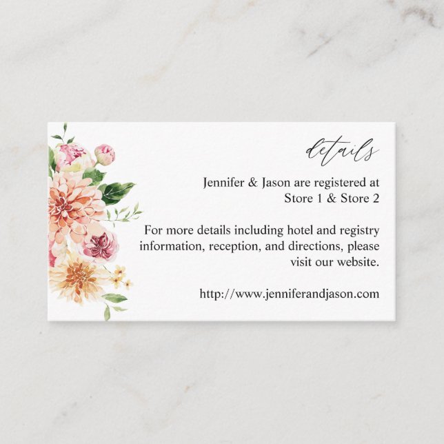 Pink & Peach Floral & Greenery Enclosure Card (Front)