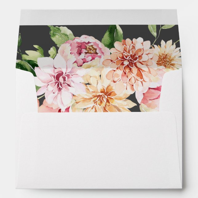 Pink & Peach Floral & Greenery - Grey Envelope (Back (Bottom))