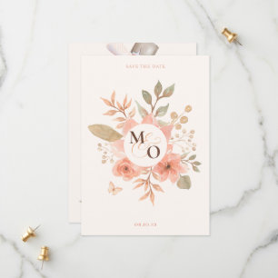 Pink peach floral wedding save the date