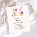 Pink peach florals 21st birthday budget invitation<br><div class="desc">A modern,  stylish and glamourous invitation for a 21st birthday party.  A peach coloured background.  Decorated with foral numbers in faux gold and pink.  The name is written with a modern hand lettered style script.  Personalise and add your party details. 

1 sheet = 1 invitation printed edge to edge.</div>