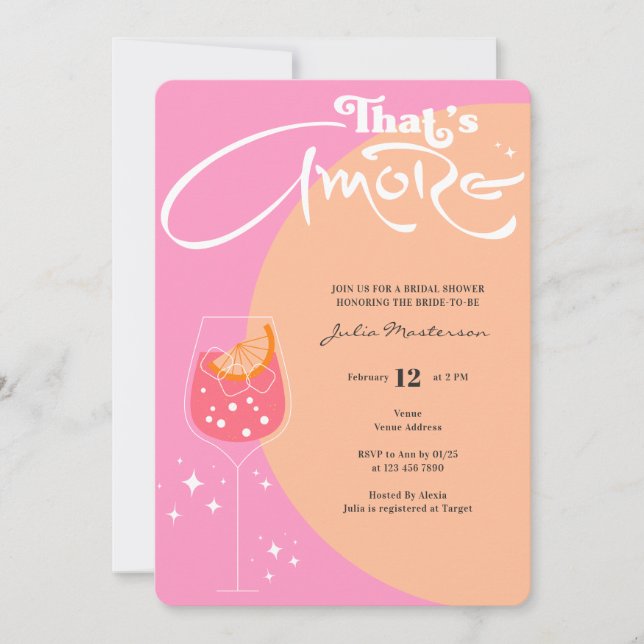 Pink & Peach Fuzz That's Amore Bridal Shower Invitation (Front)