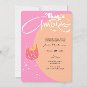 Pink & Peach Fuzz That's Amore Bridal Shower Invitation
