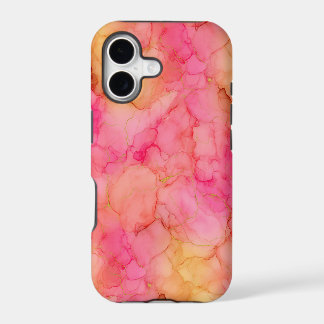 Pink Peach Gold Alcohol Ink Marble