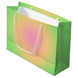 Pink Peach Green Gradient Ombre Aura Large Gift Bag