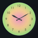 Pink Peach Green Gradient Ombre  Large Clock<br><div class="desc">Beautiful digital watercolor  Pink Peach Green gradient ombre design. Gradient summer gifts.</div>
